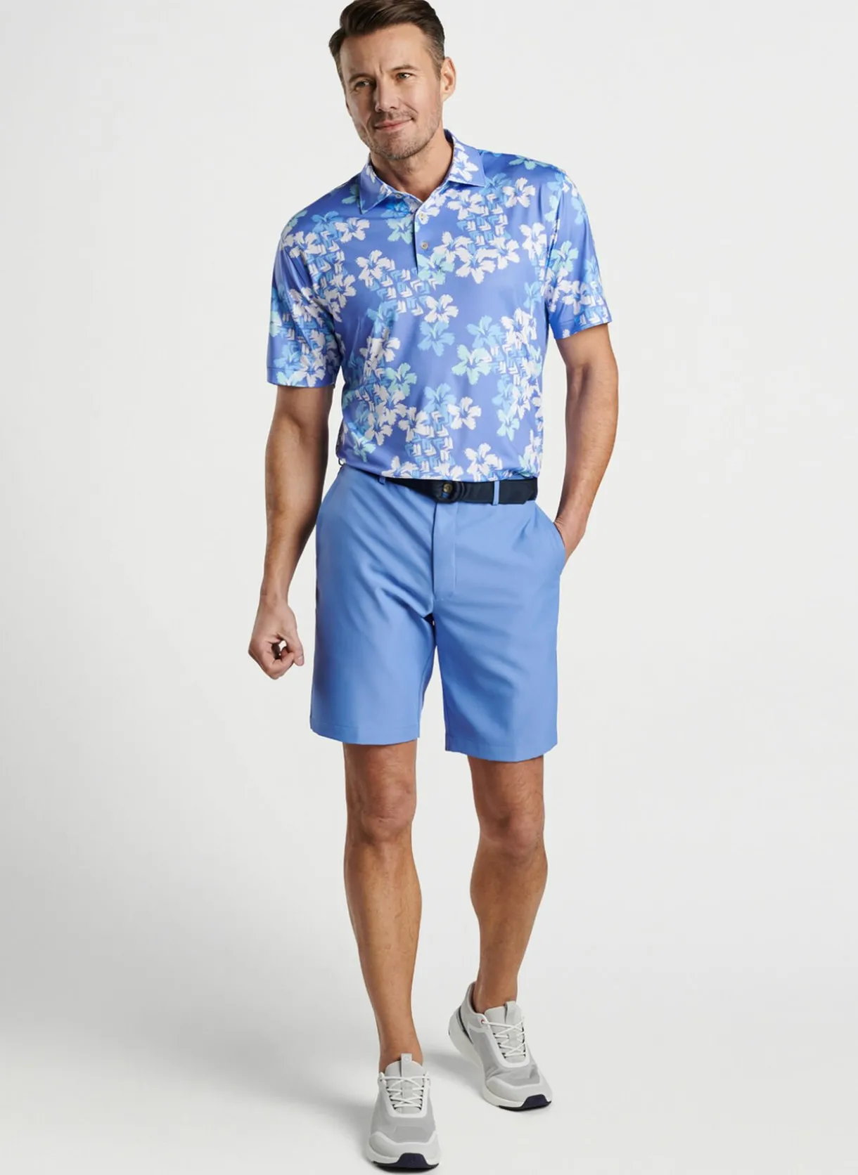 Abstract Floral Performance Jersey Polo