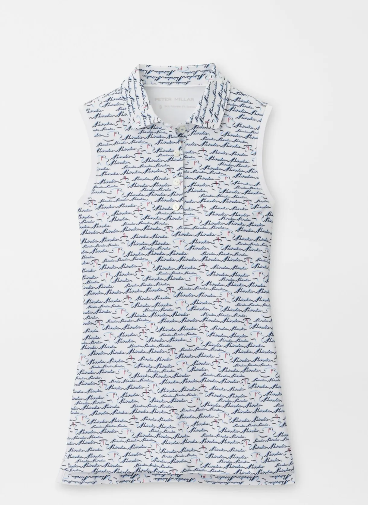 Banded Sport Mesh Birdie Print Sleeveless Button Polo
