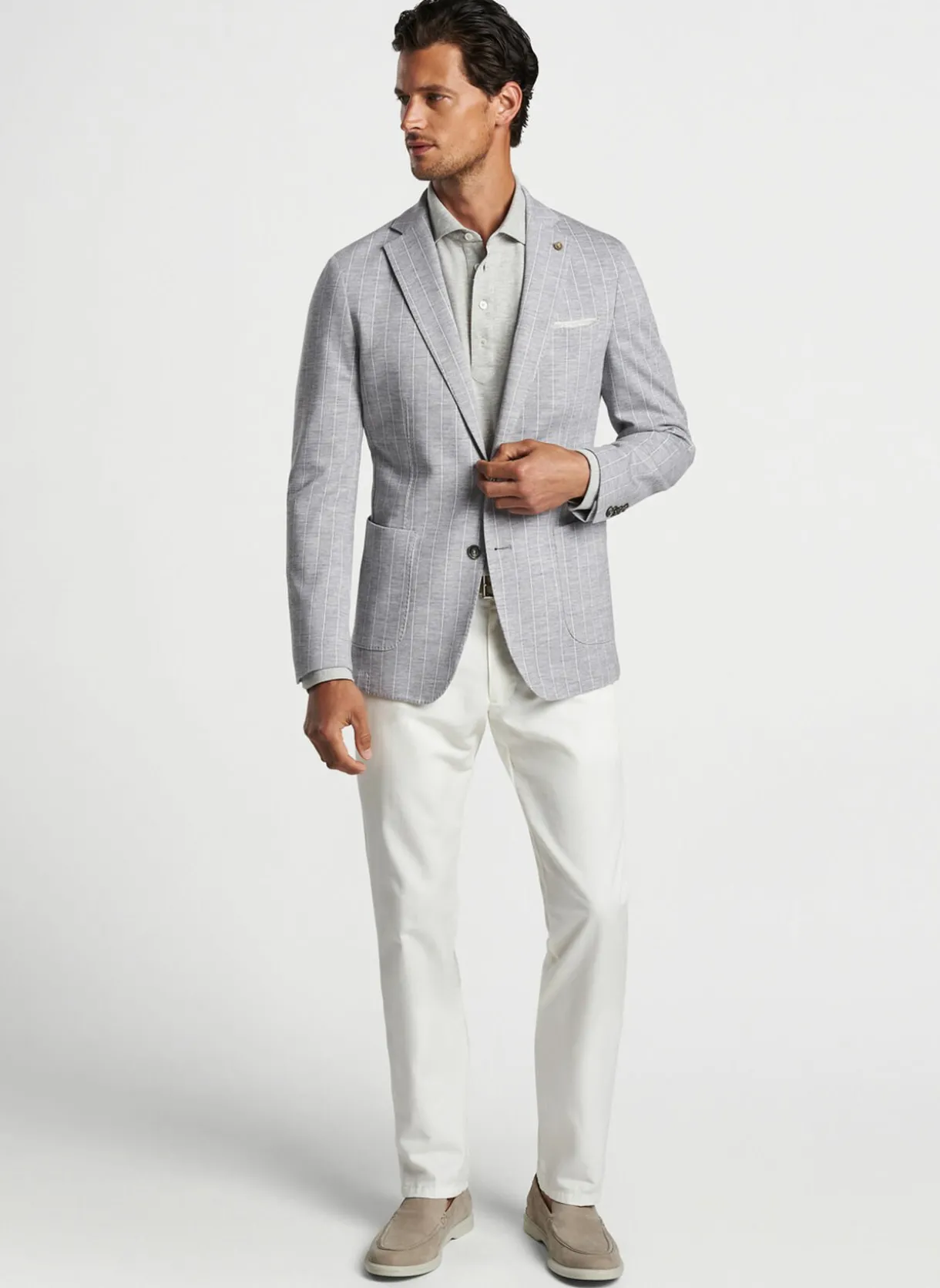 Melton Knit Pinstripe Soft Jacket