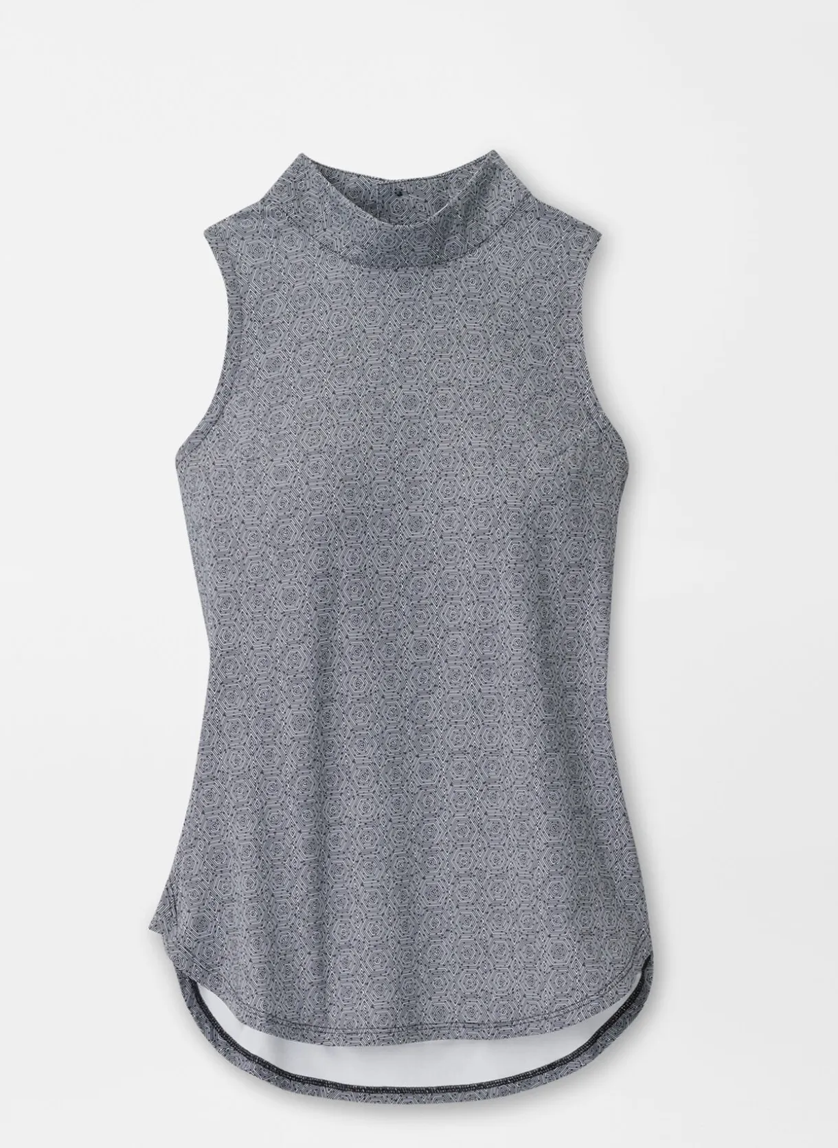 Scottie Hexagons Print Sleeveless Mock Neck Shell