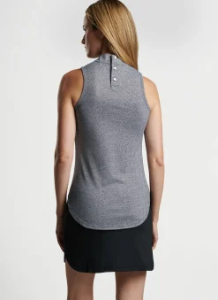 Scottie Hexagons Print Sleeveless Mock Neck Shell