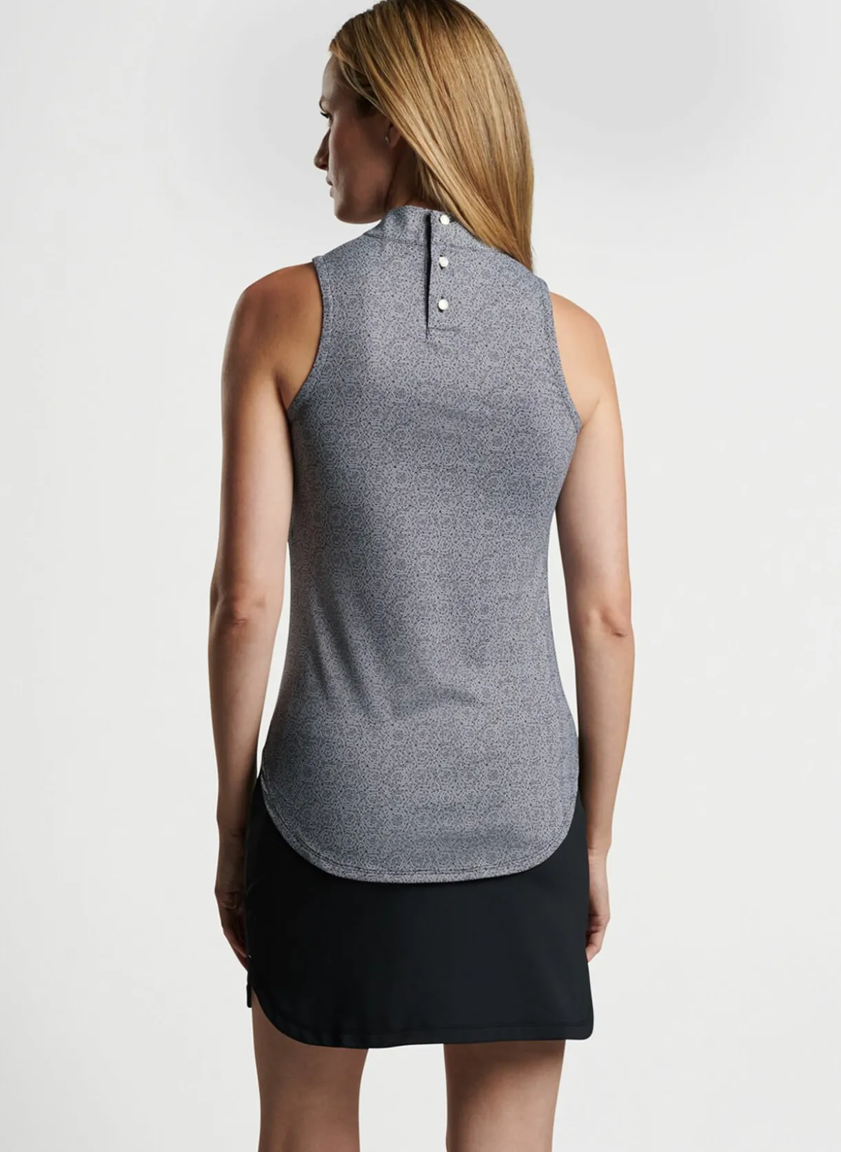 Scottie Hexagons Print Sleeveless Mock Neck Shell