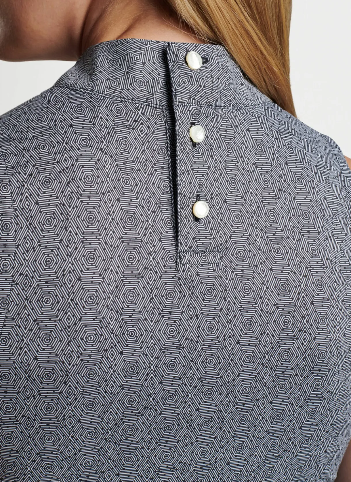 Scottie Hexagons Print Sleeveless Mock Neck Shell