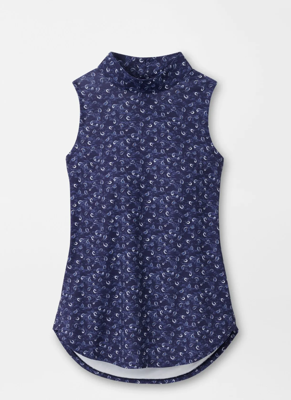 Scottie Tossed Paisley Print Sleeveless Mock Neck Shell