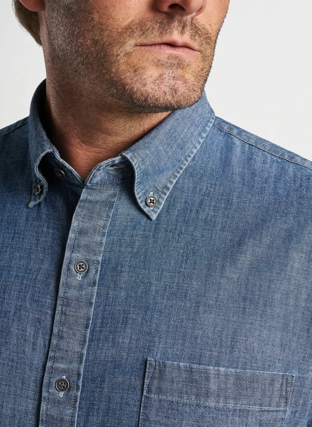 Tamworth Chambray Cotton-Stretch Sport Shirt